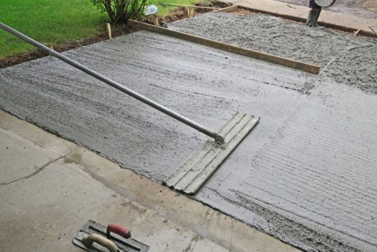 concrete repair on a driveway