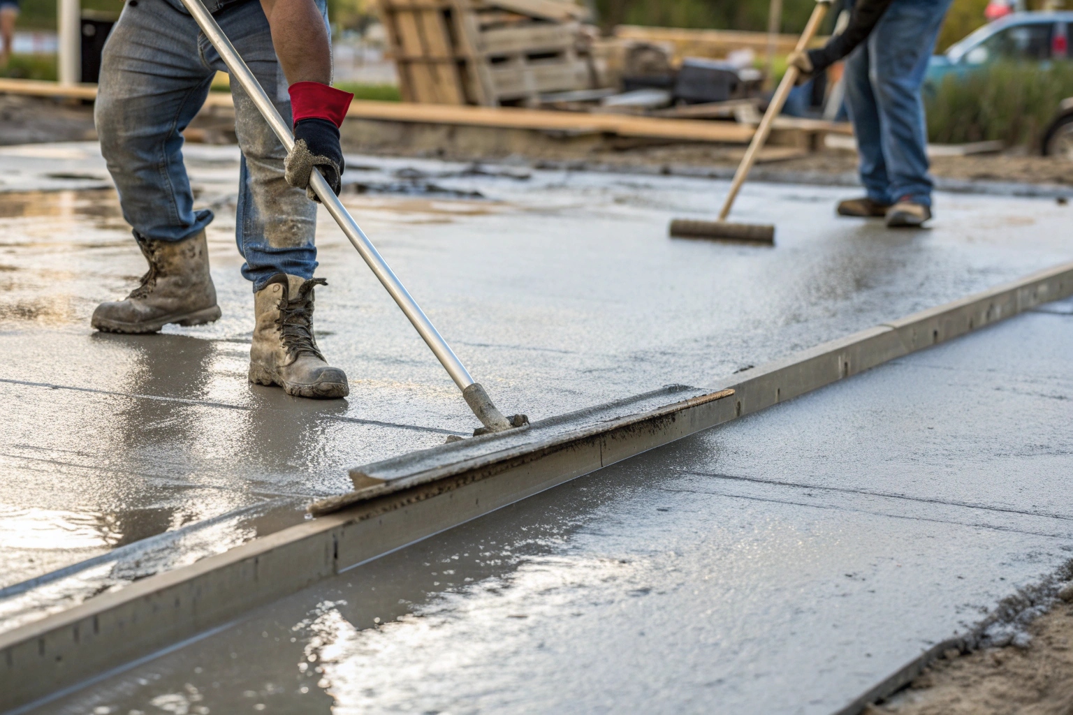 Quality ready mix concrete being professionally finished for Berrinba construction project