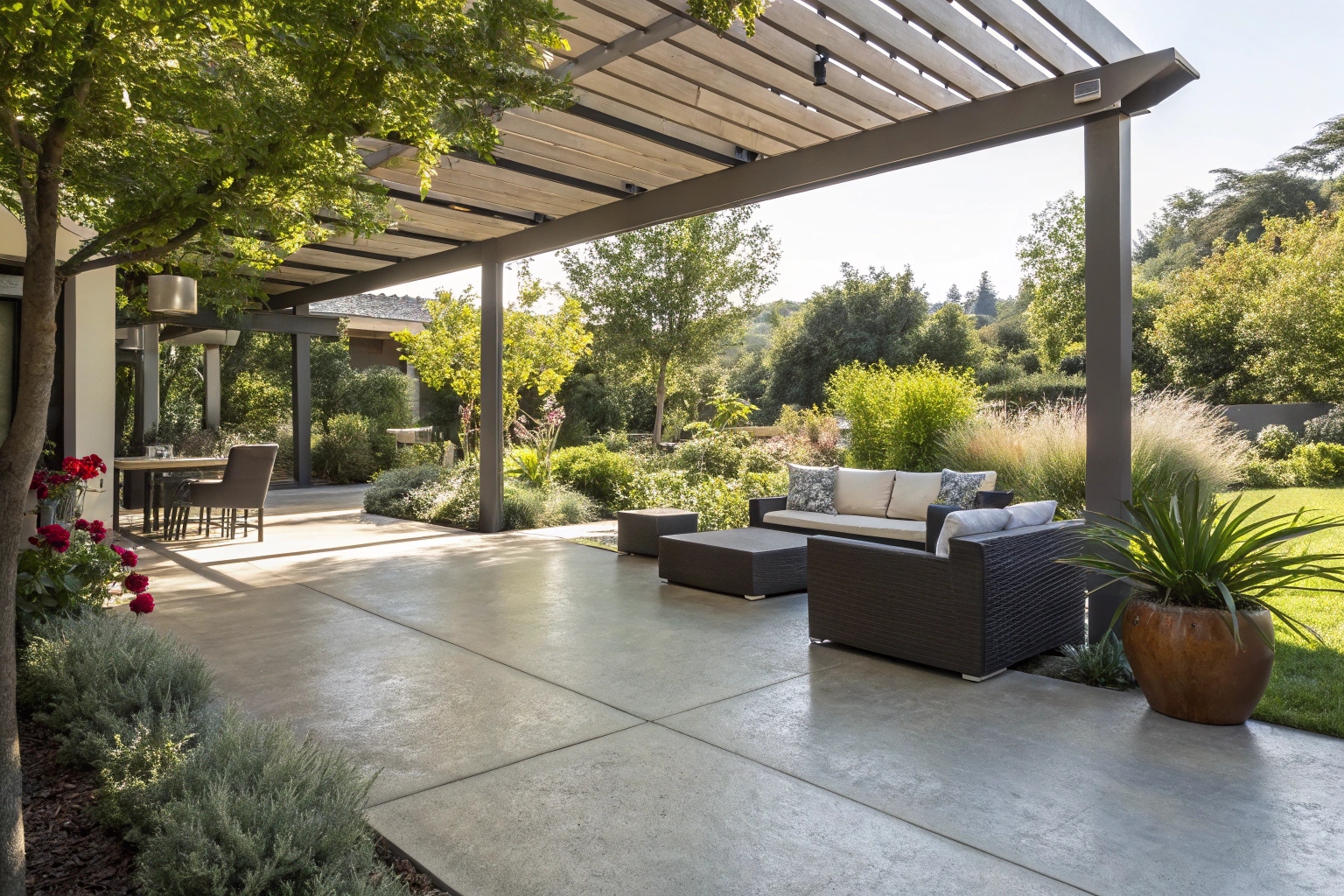 Polished concrete patio installation by Logan concrete experts